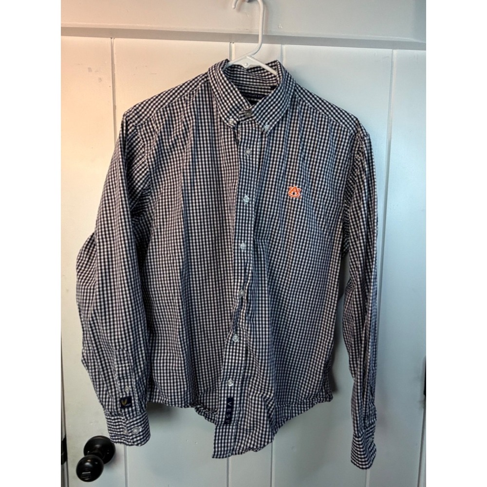 University Alabama Dark Blue Checked Button‎ Down Shirt Men's Medium